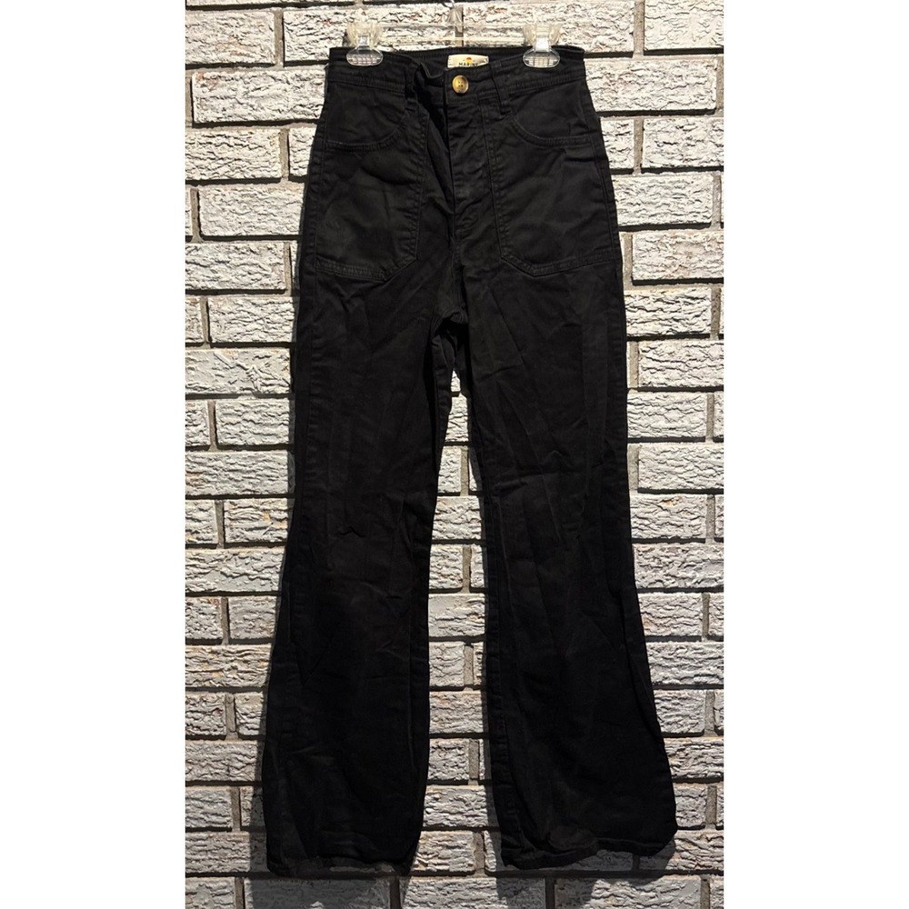 Marine Layer Allison Pant Black High Rise Wide Leg Utility Trouser Size 2